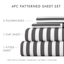 King Ribbon Gray Patterned Ultra-Soft Bed Sheet Set - Dots and Stripes