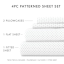 California King Stippled Light Gray Patterned Ultra-Soft Bed Sheet Set - Dots and Stripes