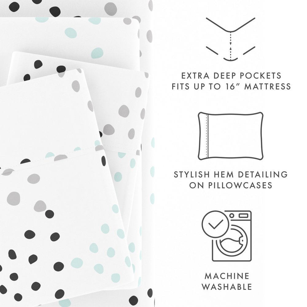 Patterned Ultra-Soft Bed Sheet Set - Dots and Stripes