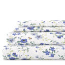 California King Blossoms Light Blue Patterned Ultra-Soft Bed Sheet Set - Garden Farmhouse