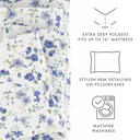 California King Blossoms Light Blue Patterned Ultra-Soft Bed Sheet Set - Garden Farmhouse