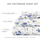 California King Blossoms Light Blue Patterned Ultra-Soft Bed Sheet Set - Garden Farmhouse