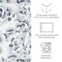 California King Garden Estate Navy Patterned Ultra-Soft Bed Sheet Set - Garden Farmhouse