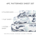 California King Garden Estate Navy Patterned Ultra-Soft Bed Sheet Set - Garden Farmhouse