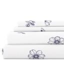 California King Indigo Flowers Navy Patterned Ultra-Soft Bed Sheet Set - Garden Farmhouse