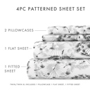 Full/Double Make a Wish Light Gray Patterned Ultra-Soft Bed Sheet Set - Garden Farmhouse