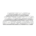 California King Rose Light Gray Patterned Ultra-Soft Bed Sheet Set - Garden Farmhouse