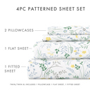 Full/Double Wildflower Light Blue Patterned Ultra-Soft Bed Sheet Set - Garden Farmhouse