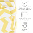 California King Arrow Yellow Patterned Ultra-Soft Bed Sheet Set - Geometric Patterns