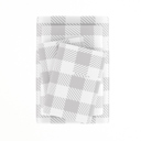 California King Country Plaid Light Gray Patterned Ultra-Soft Bed Sheet Set - Geometric Patterns