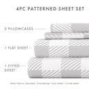 California King Country Plaid Light Gray Patterned Ultra-Soft Bed Sheet Set - Geometric Patterns