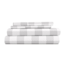 Full/Double Country Plaid Light Gray Patterned Ultra-Soft Bed Sheet Set - Geometric Patterns