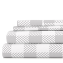 Full/Double Country Plaid Light Gray Patterned Ultra-Soft Bed Sheet Set - Geometric Patterns