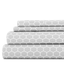 California King Honeycomb Light Gray Patterned Ultra-Soft Bed Sheet Set - Geometric Patterns