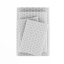 California King Honeycomb Light Gray Patterned Ultra-Soft Bed Sheet Set - Geometric Patterns