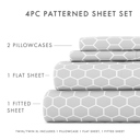 California King Honeycomb Light Gray Patterned Ultra-Soft Bed Sheet Set - Geometric Patterns