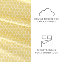 California King Honeycomb Yellow Patterned Ultra-Soft Bed Sheet Set - Geometric Patterns