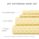 California King Honeycomb Yellow Patterned Ultra-Soft Bed Sheet Set - Geometric Patterns