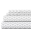 California King Puffed Chevron Light Gray Patterned Ultra-Soft Bed Sheet Set - Geometric Patterns