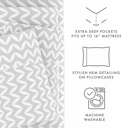 California King Puffed Chevron Light Gray Patterned Ultra-Soft Bed Sheet Set - Geometric Patterns