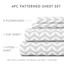 California King Puffed Chevron Light Gray Patterned Ultra-Soft Bed Sheet Set - Geometric Patterns