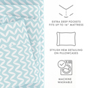 California King Puffed Chevron Light Blue Patterned Ultra-Soft Bed Sheet Set - Geometric Patterns