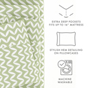 California King Puffed Chevron Sage Patterned Ultra-Soft Bed Sheet Set - Geometric Patterns