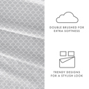 California King Scallops Light Gray Patterned Ultra-Soft Bed Sheet Set - Geometric Patterns