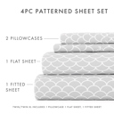 California King Scallops Light Gray Patterned Ultra-Soft Bed Sheet Set - Geometric Patterns