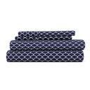 California King Scallops Navy Patterned Ultra-Soft Bed Sheet Set - Geometric Patterns