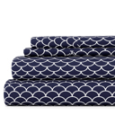 California King Scallops Navy Patterned Ultra-Soft Bed Sheet Set - Geometric Patterns