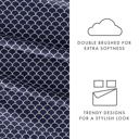 California King Scallops Navy Patterned Ultra-Soft Bed Sheet Set - Geometric Patterns