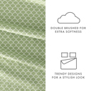 California King Scallops Sage Patterned Ultra-Soft Bed Sheet Set - Geometric Patterns