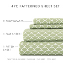 California King Scallops Sage Patterned Ultra-Soft Bed Sheet Set - Geometric Patterns