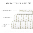 California King Beaded Arrows Sage Patterned Ultra-Soft Bed Sheet Set - Modern Elegance