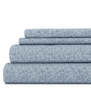 California King Chambray Light Blue Patterned Ultra-Soft Bed Sheet Set - Modern Elegance