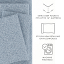 California King Chambray Light Blue Patterned Ultra-Soft Bed Sheet Set - Modern Elegance