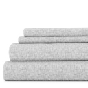 California King Chambray Light Gray Patterned Ultra-Soft Bed Sheet Set - Modern Elegance