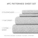 California King Chambray Light Gray Patterned Ultra-Soft Bed Sheet Set - Modern Elegance