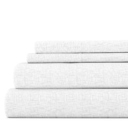 California King Chambray White Patterned Ultra-Soft Bed Sheet Set - Modern Elegance