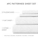 California King Chambray White Patterned Ultra-Soft Bed Sheet Set - Modern Elegance