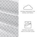 California King Quatrefoil Gray Patterned Ultra-Soft Bed Sheet Set - Modern Elegance