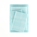 California King Thatch Aqua Patterned Ultra-Soft Bed Sheet Set - Modern Elegance