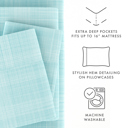 California King Thatch Aqua Patterned Ultra-Soft Bed Sheet Set - Modern Elegance