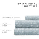 California King Dashed Lines Sky Blue Patterned Ultra-Soft Bed Sheet Set - Soft Lines