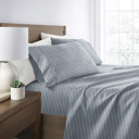 California King Distressed Awning Stripe Stone Patterned Ultra-Soft Bed Sheet Set - Soft Lines