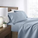 California King Light Blue Essential Colors Microfiber Bed Sheet Set