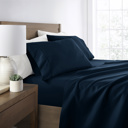 California King Navy Essential Colors Microfiber Bed Sheet Set