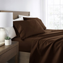 Full/Double Chocolate Essential Colors Microfiber Bed Sheet Set