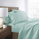 California King Aqua Essential Colors Microfiber Bed Sheet Set with Extra Pillowcases